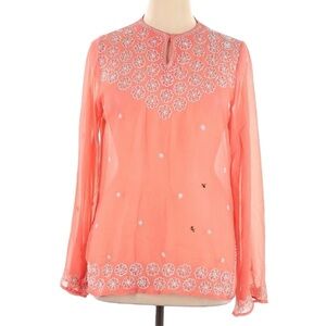 Cejon, Coral beaded and Embroidered Women's Top, Size L